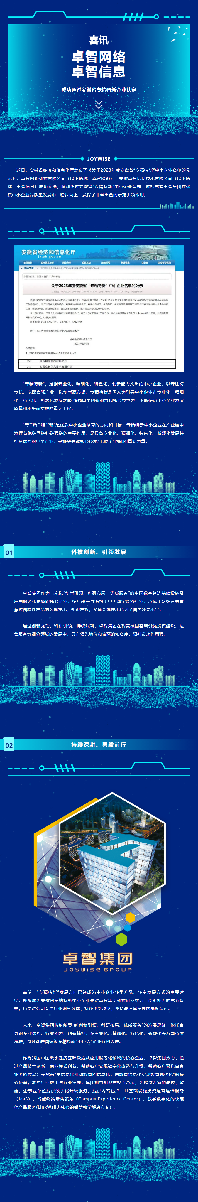 喜訊：卓（zhuó）智網（wǎng）絡、私人影院在线观看免费信息成功通過安徽省專精特新企業認定.png